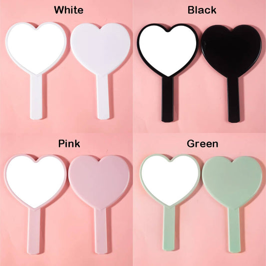 4 color heart-shaped makeup mirror love handheld portable handle mirror