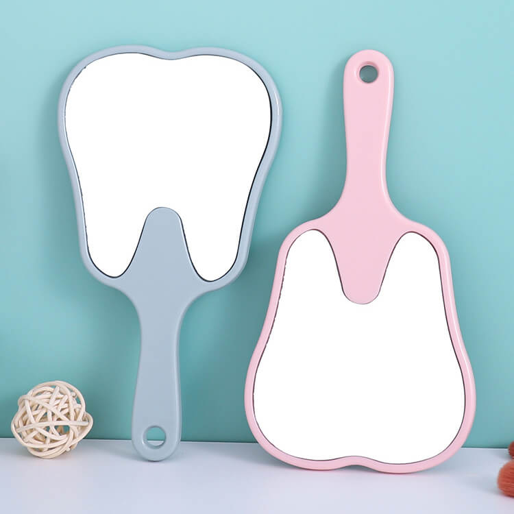 6 color makeup mirror cute teeth handle mirror advertising dental handheld