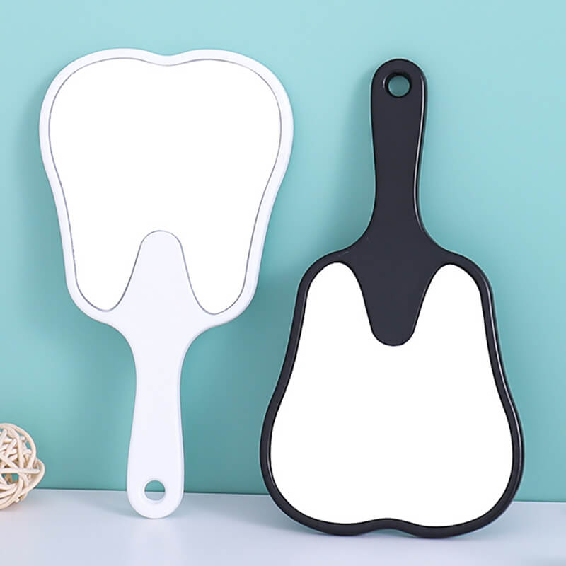 6 color makeup mirror cute teeth handle mirror advertising dental handheld