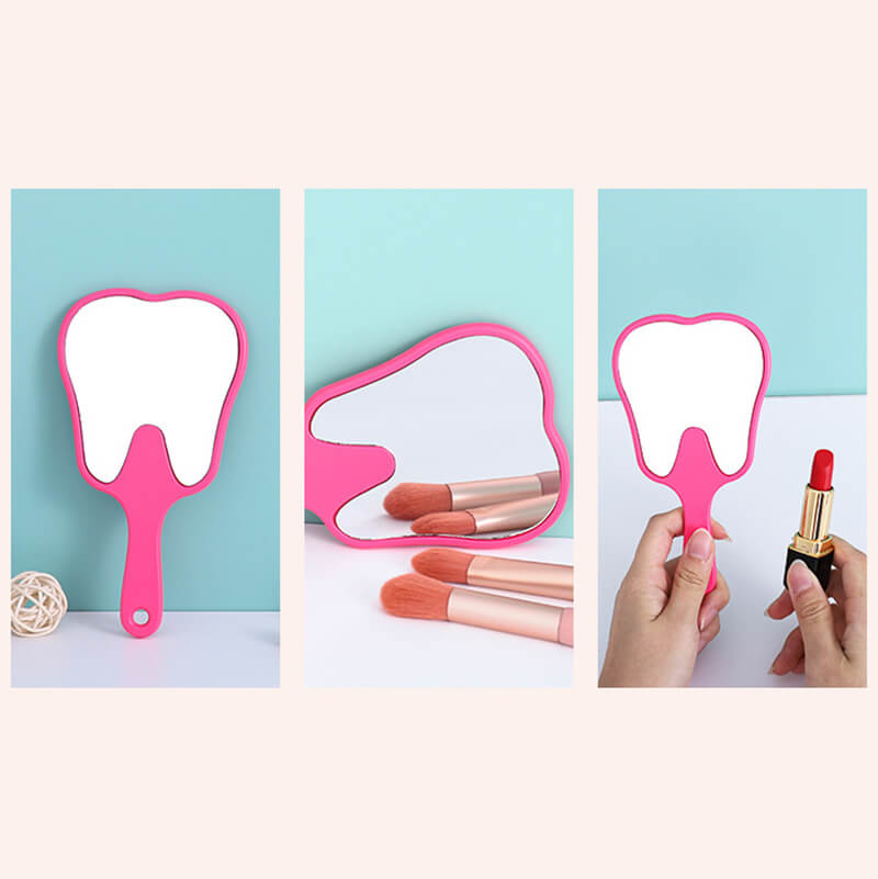 6 color makeup mirror cute teeth handle mirror advertising dental handheld