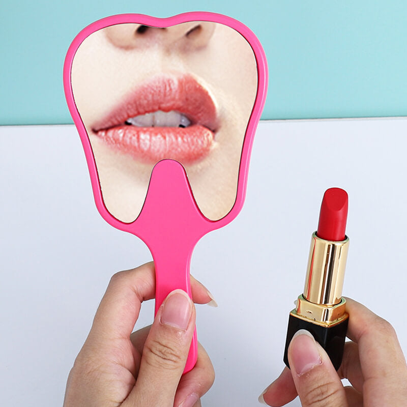 6 color makeup mirror cute teeth handle mirror advertising dental handheld