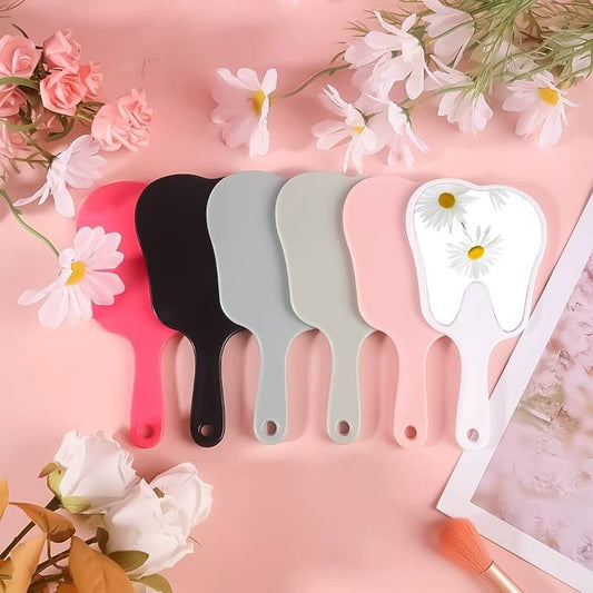 6 color makeup mirror cute teeth handle mirror advertising dental handheld