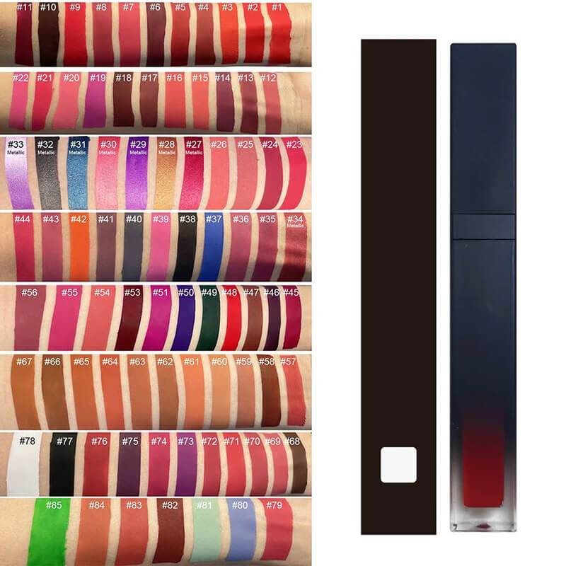 Tubo de degradado mate de lápiz labial líquido de 49 colores