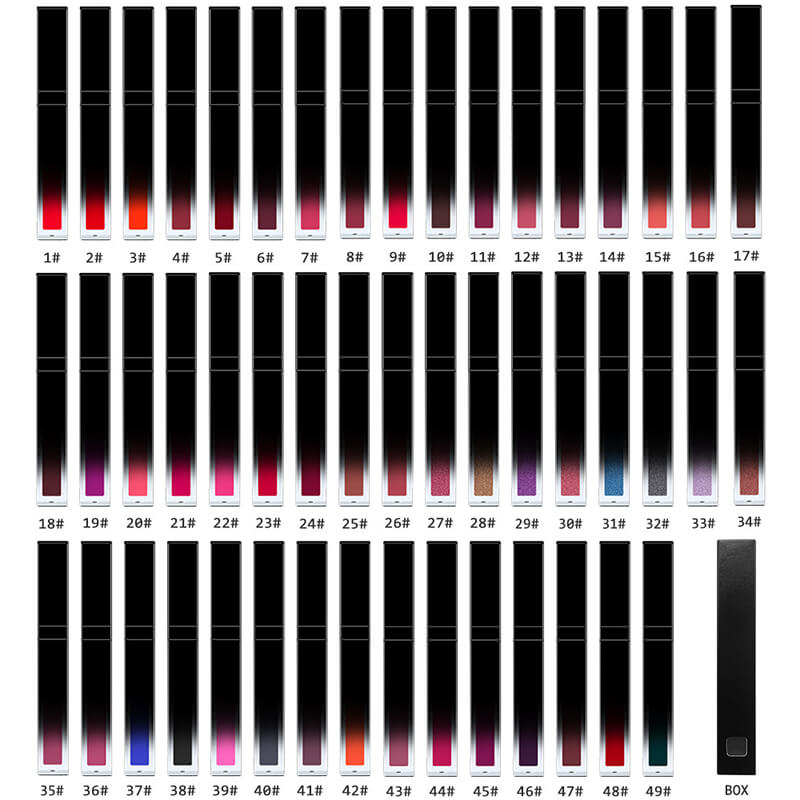 Tubo de degradado mate de lápiz labial líquido de 49 colores