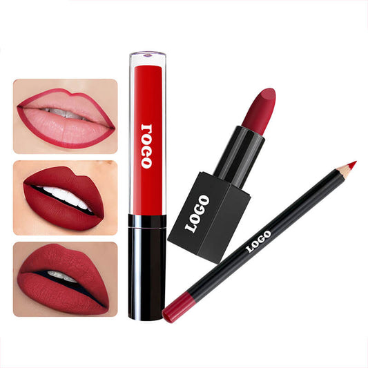 10 color 3 in 1 lip set matte lipstick & lip stain & lip liner gift kits