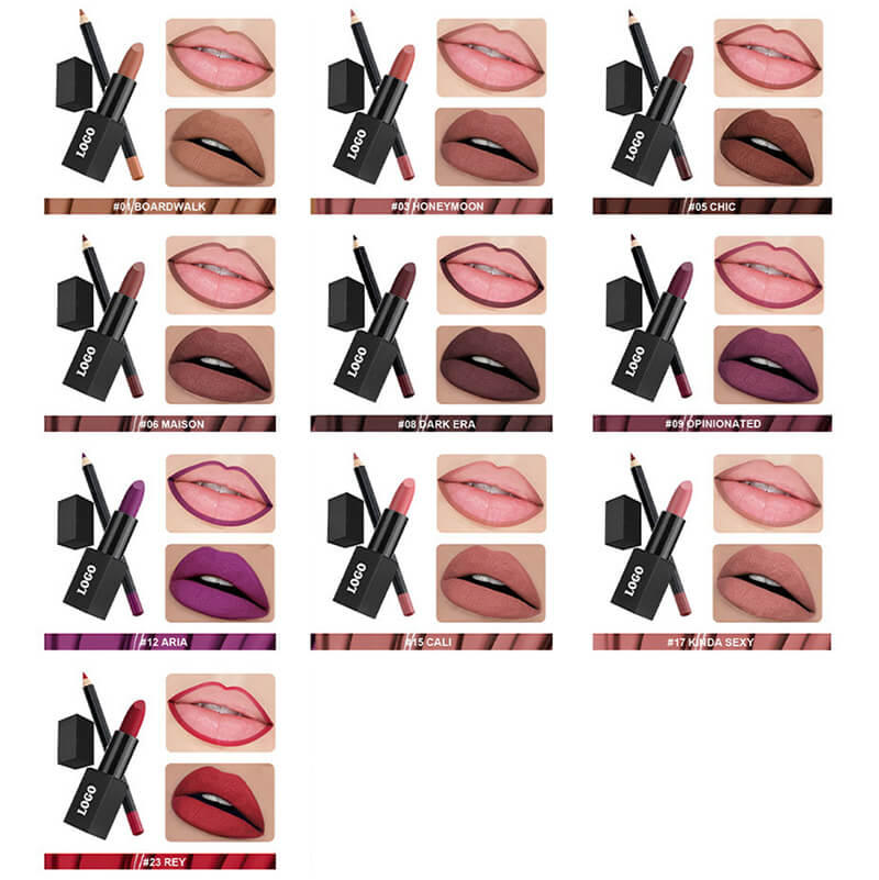 10 color 2 in 1 lip gift kit matte lipstick & lip stain & lip liner set