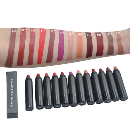 12 color crayon lipstick matte velvet moisturizing long-lasting