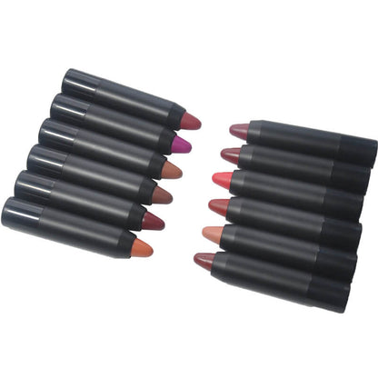 12 color crayon lipstick matte velvet moisturizing long-lasting