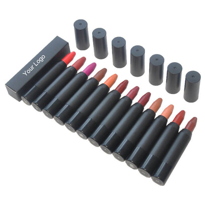 12 color crayon lipstick matte velvet moisturizing long-lasting