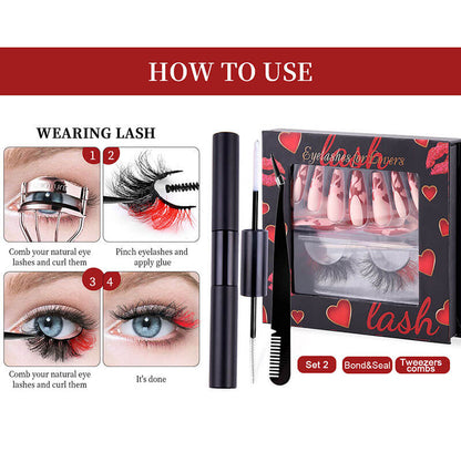 Black gift box eyelash and nail art set Valentine's Day festive kit