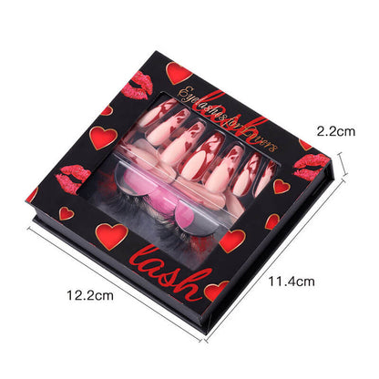 Black gift box eyelash and nail art set Valentine's Day festive kit