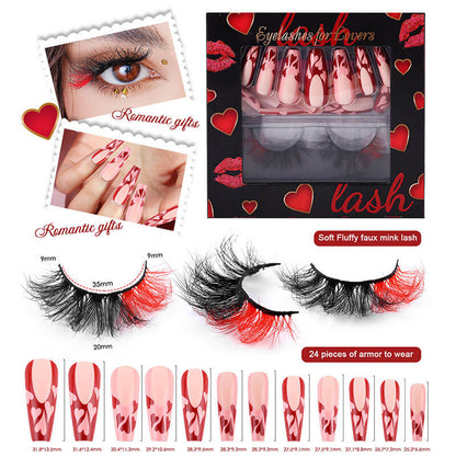 Black gift box eyelash and nail art set Valentine's Day festive kit