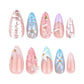 3D press on nail manicure butterfly flower diamond fake nails 24pcs