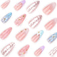 3D press on nail manicure butterfly flower diamond fake nails 24pcs