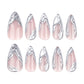 French 3D nail patch silver press on nails removable nail sheet 24pcs