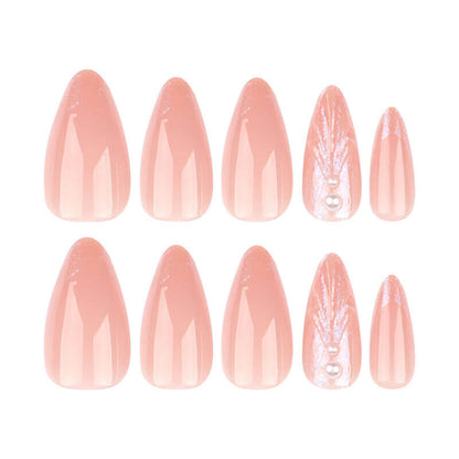 3D wear nail patch nude manicure almond shaped press on nail 24pcs