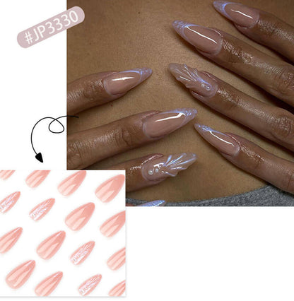 3D wear nail patch nude manicure almond shaped press on nail 24pcs