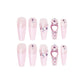 Fake nails press on nails long full cover coffin 3D rhinestones