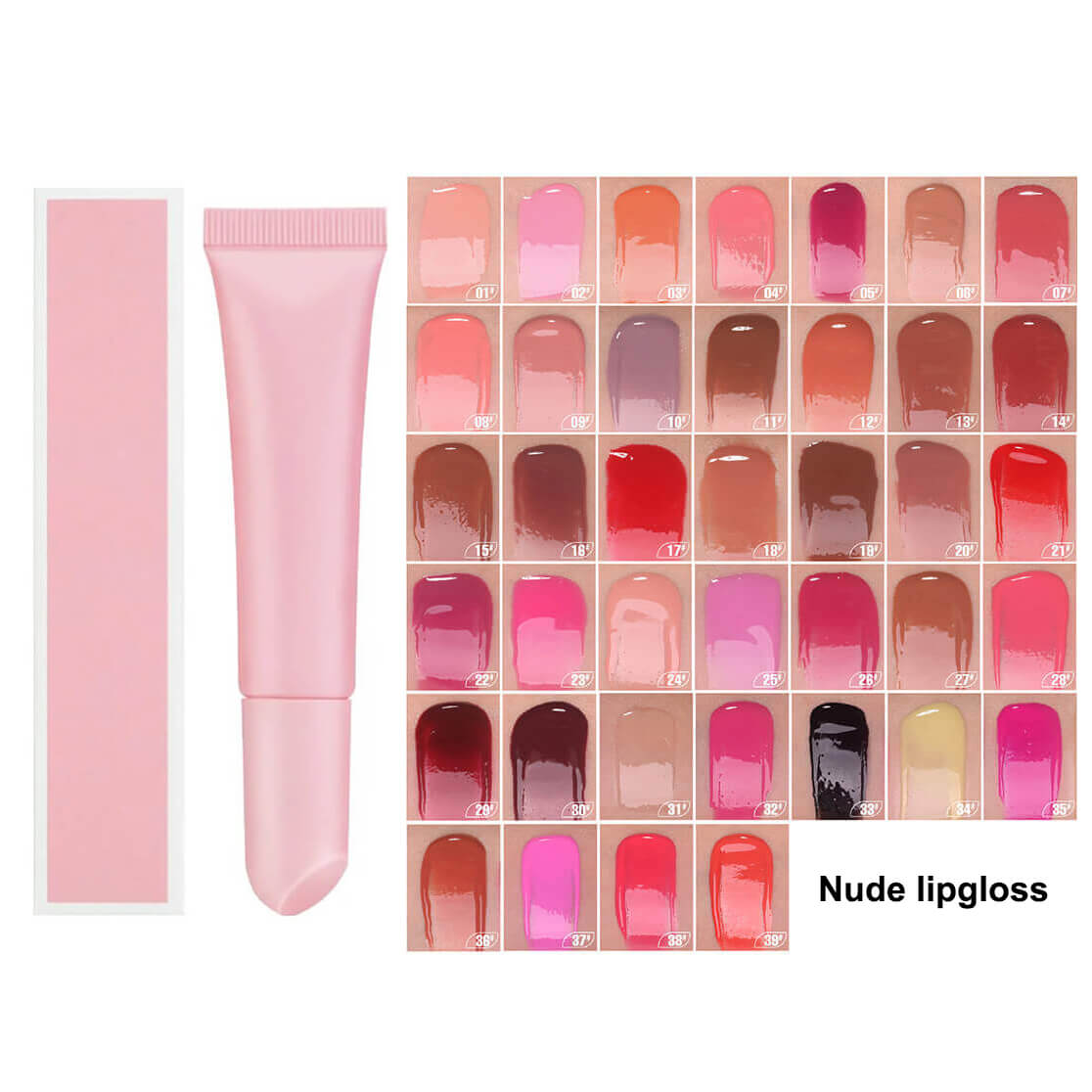 39 color nude lip gloss lip glaze high pigment plumping pink tube (color 01-33)