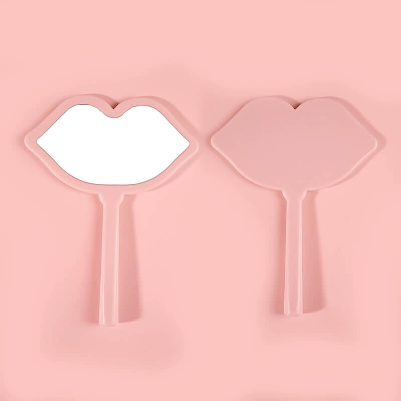 7 color lip shape makeup mirror handheld portable handle mirror