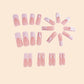 Long nail art pearl bow wear nail patch press on nails 24pcs