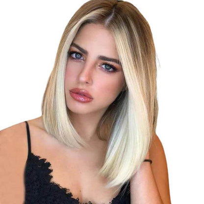 Amazon wigs women hair gradient bob short straight full headgear 12 inch