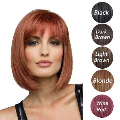 Amazon short straight hair bob wigs lady wig headgear 9.8 inch