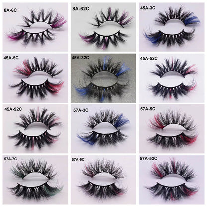 25mm/20mm false eyelash colour mink hair reusable long wear