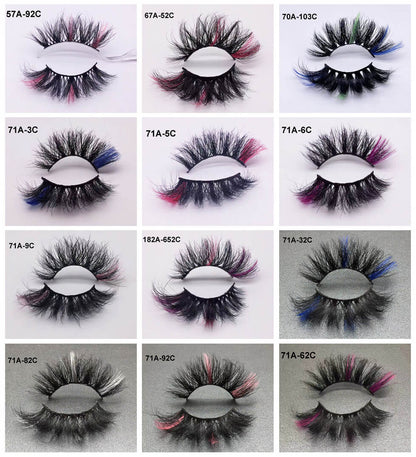 25mm/20mm false eyelash colour mink hair reusable long wear