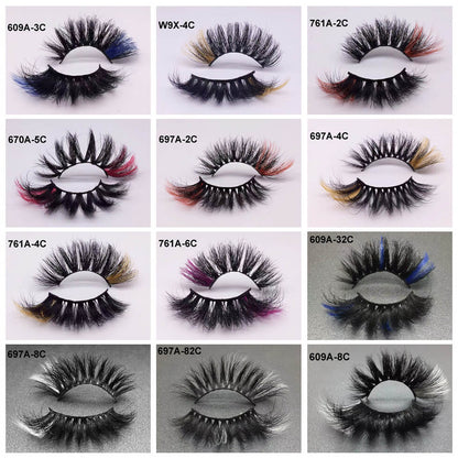 25mm/20mm false eyelash colour mink hair reusable long wear