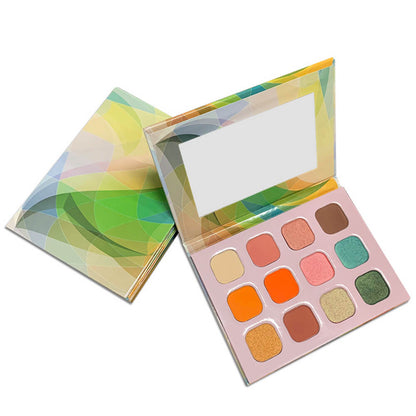 12 color eyeshadow palette green high pigmented easy to color