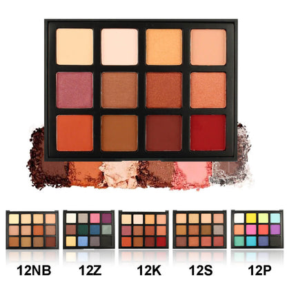 12 color eyeshadow palette dark earth tones waterproof long lasting