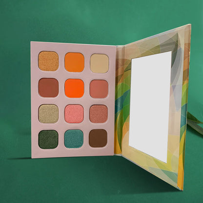 12 color eyeshadow palette green high pigmented easy to color