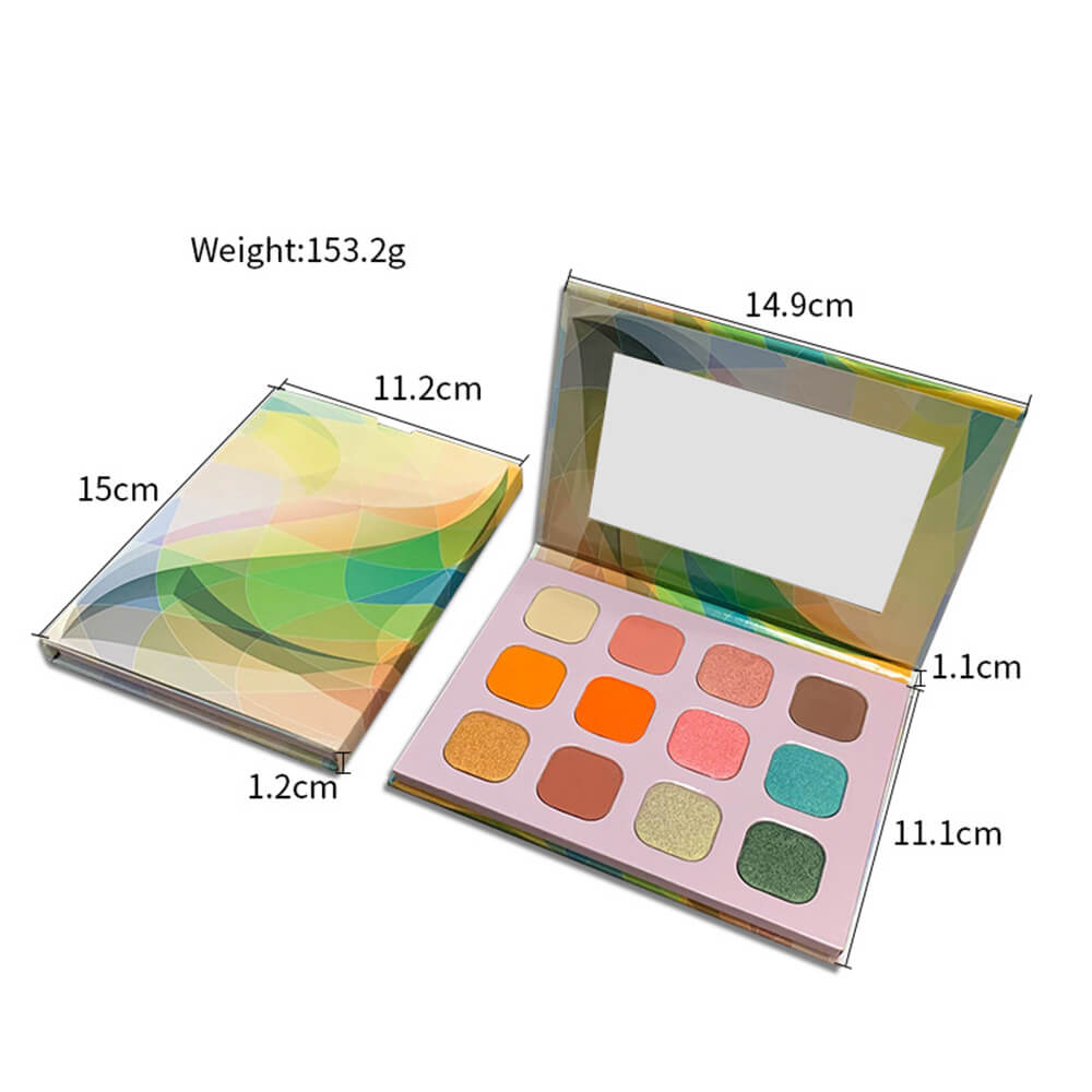 Paleta de sombras de ojos de 12 colores Verde alto pigmento