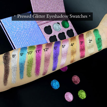 Polvo prensado con purpurina para sombras de ojos de 12 colores