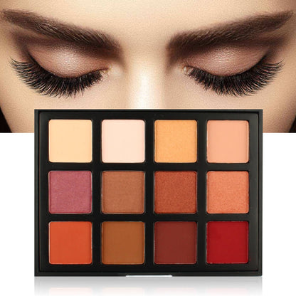 12 color eyeshadow palette dark earth tones waterproof long lasting