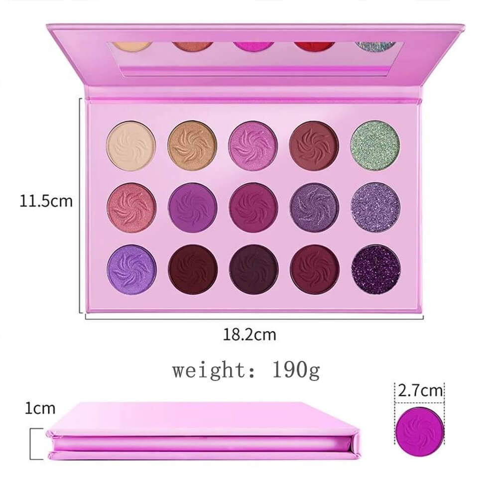 15 color eyeshadow palette waterproof vegan high pigmented