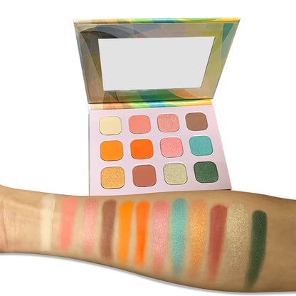 Paleta de sombras de ojos de 12 colores Verde alto pigmento