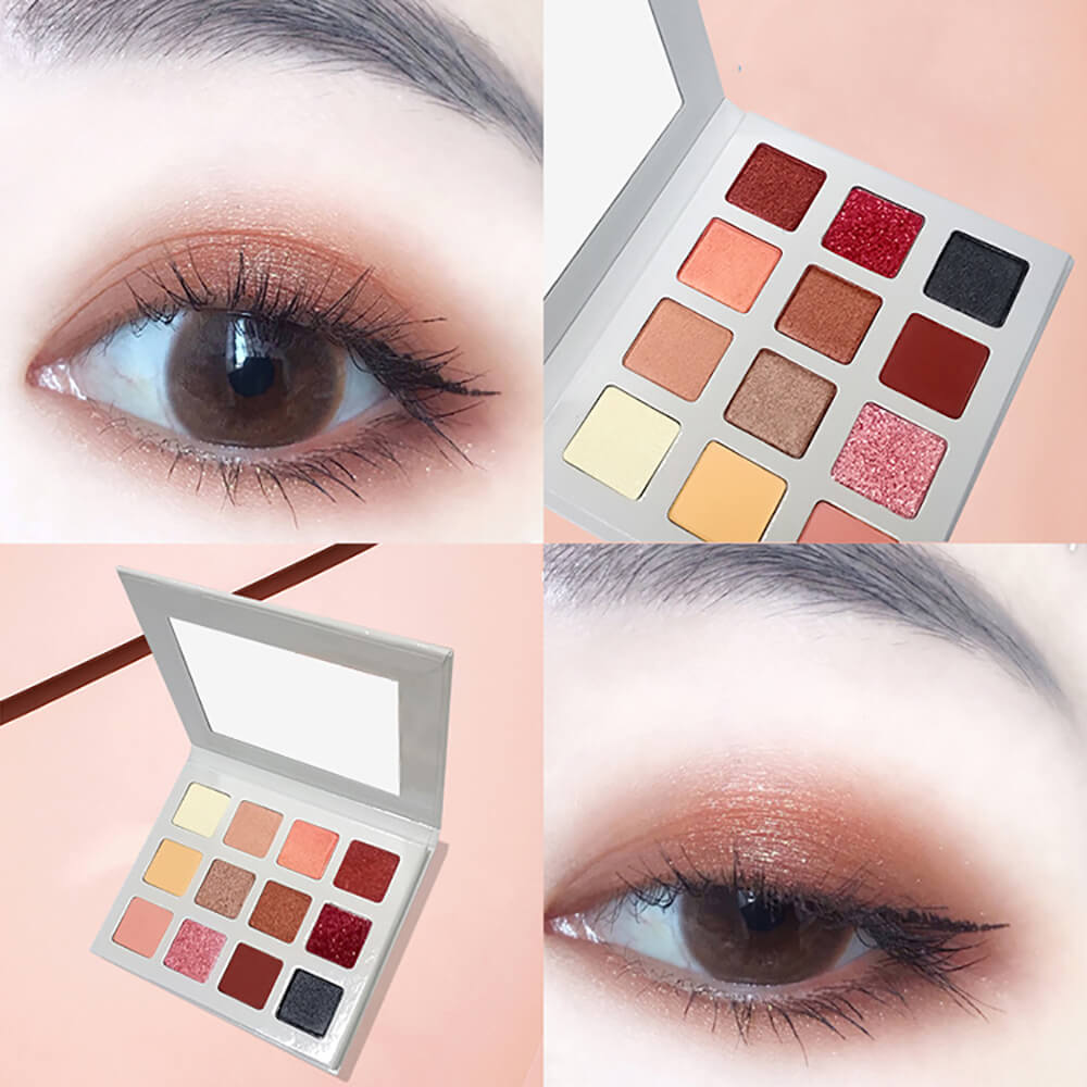 12 color eyeshadow palette long lasting waterproof white square