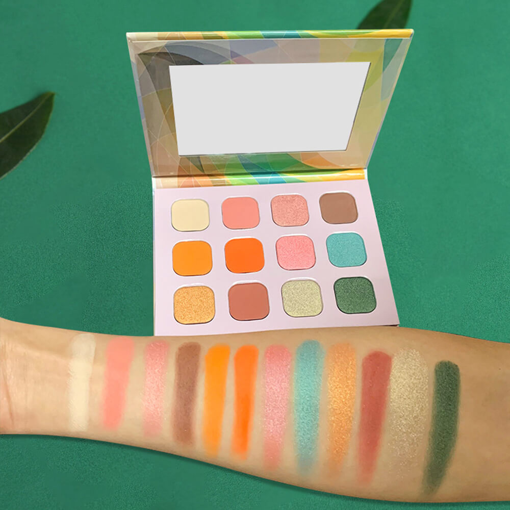 Paleta de sombras de ojos de 12 colores Verde alto pigmento