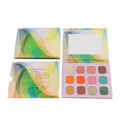 Paleta de sombras de ojos de 12 colores Verde alto pigmento