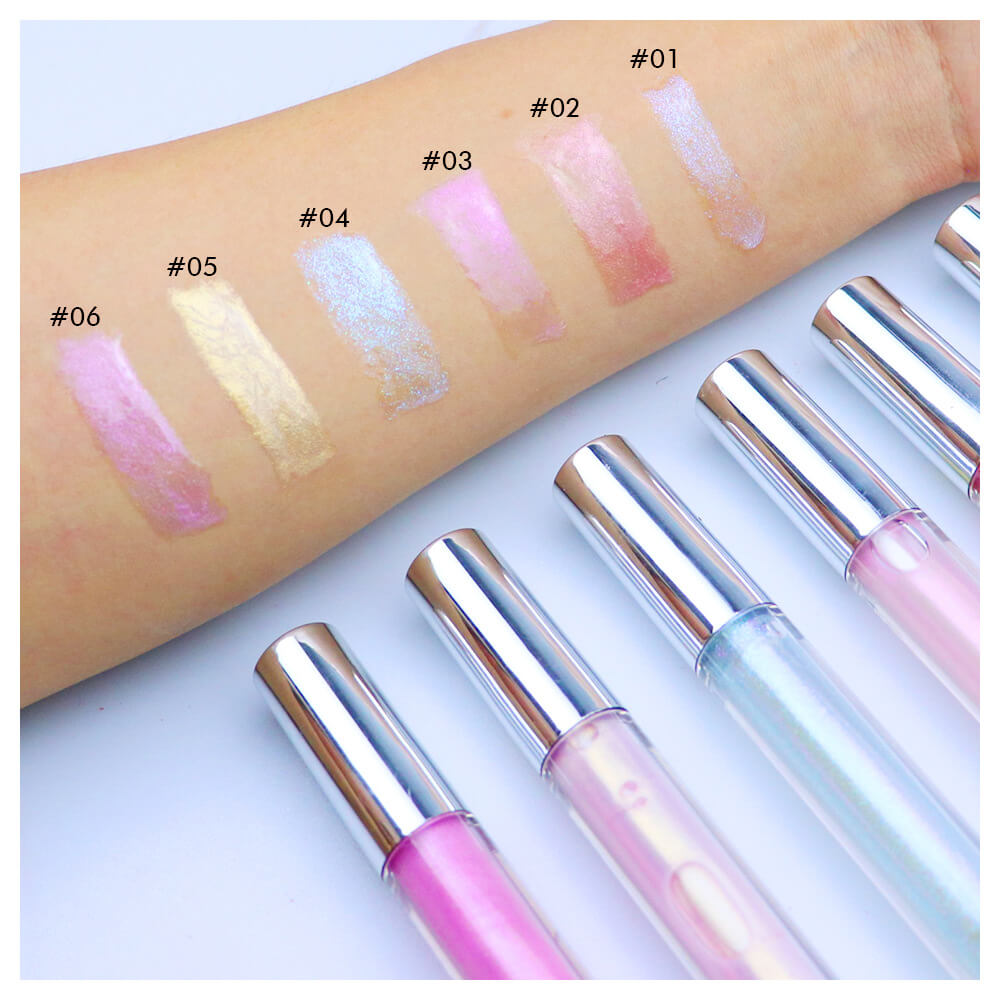 6 color lip gloss holographic shimmer vegan