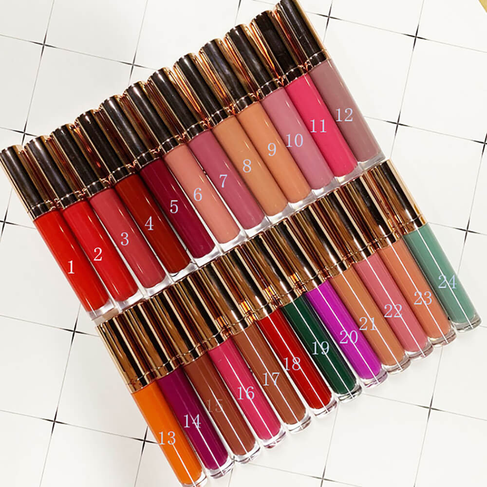 24 color liquid lipstick matte high pigmented gold tube