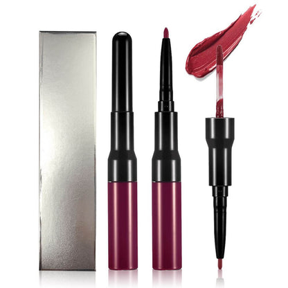 15 color matte liquid lipstick+lip liner double-headed long lasting