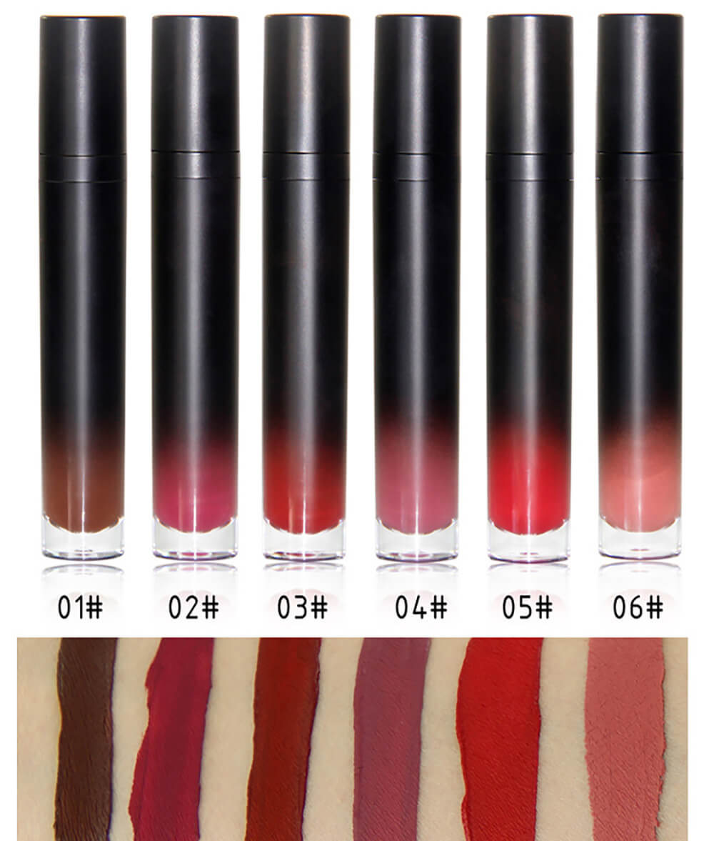 Lápiz labial líquido de 12 colores mate antiadherente