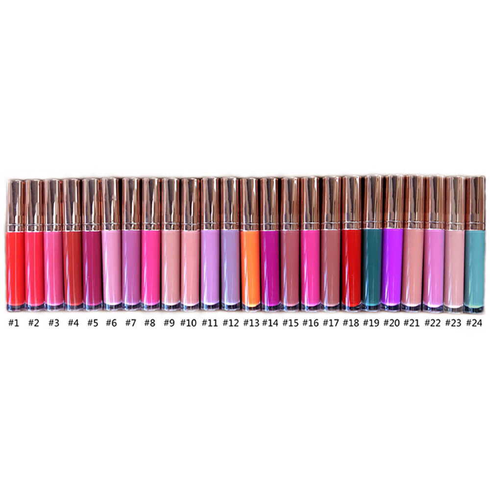 24 color liquid lipstick matte high pigmented gold tube