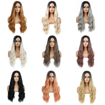 12 color wigs long wavy hair gradient curly 21.7 inch