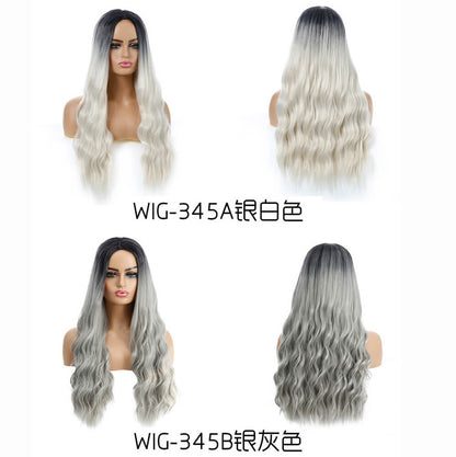 12 color wigs long wavy hair gradient curly 21.7 inch