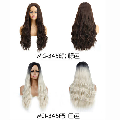 12 color wigs long wavy hair gradient curly 21.7 inch