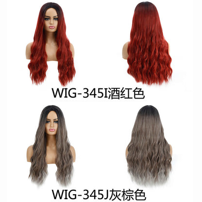 12 color wigs long wavy hair gradient curly 21.7 inch